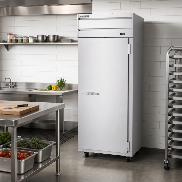 Product image #2 for Beverage-Air P-Series One-Section Top-Mount Roll-In Refrigerator with Solid Door, 34.86 Cu. Ft.