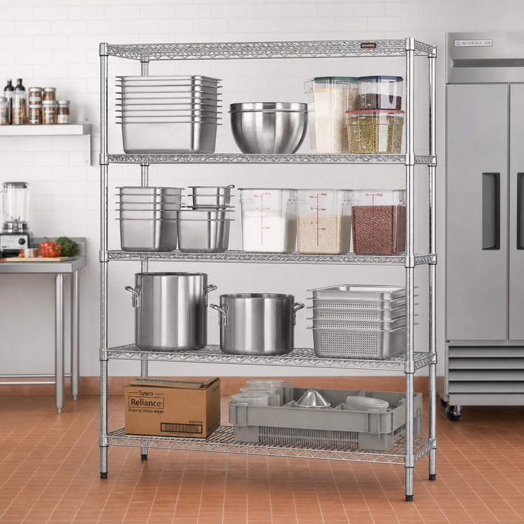 Product image #2 for Eagle Group 60-Inch x 21-Inch x 74-Inch 4-Tier Chrome-Plated Wire Starter Shelving Unit