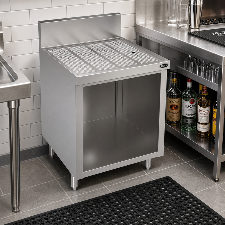 Product image #2 for Krowne Royal Series 24-Inch x 24-Inch Freestanding Underbar Drainboard Cabinet with Open Cabinet Base