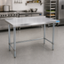 Thumbnail image #2 for BK Resources 84 Inch x 24 Inch Open Base Stainless Steel Work Table with 1-1/2 Inch Rear Riser