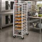 Thumbnail image #2 for Metro RT115N Mobile End-Loading Aluminum Pan Rack, 11 Full-Size Pan Capacity, 5-Inch Centers, Open Sides