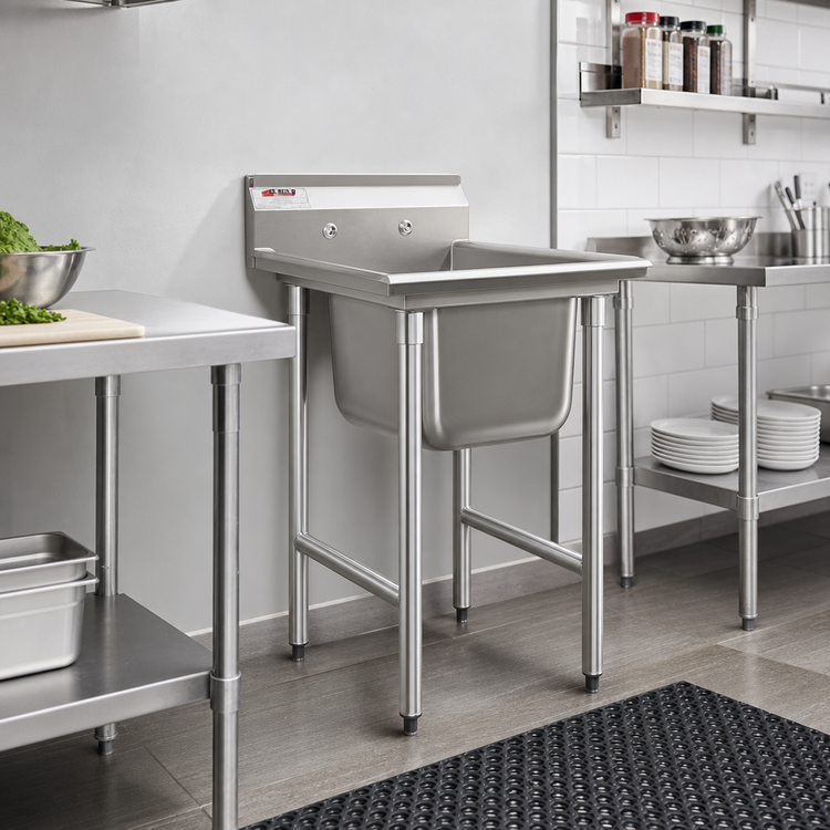 Product image #2 for Eagle Group 314 Series 1-Compartment 304 Stainless Steel Commercial Sink with 9-1/2" Backsplash