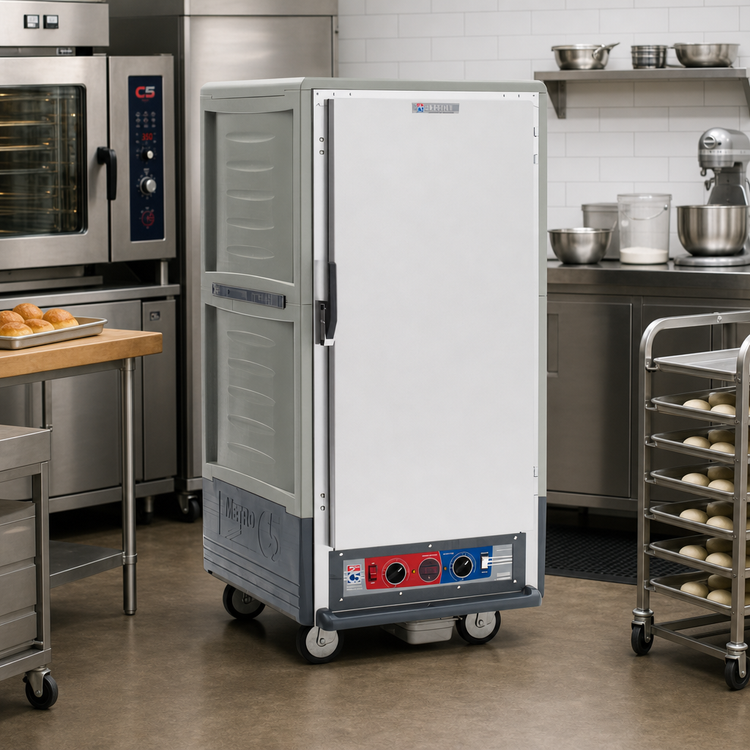 Product image #2 for Metro C5 3 Series 3/4 Height Heated Holding and Proofing Cabinet, Gray, Combination Module, Full-Length Solid Doors, Lip Load Slides