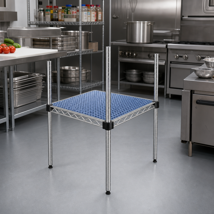 Product image #2 for QuadPlus Blue Solid Polymer Shelf Mat with Wire Quad-Adjust Frame, 24 x 21 Inches