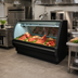 Thumbnail image #2 for Howard-McCray 40E Series Full-Service Endless Design Double-Bend Curved Glass Red Meat Service Case, 51.5 Inch Wide, Self-Contained, Black Exterior / White Interior