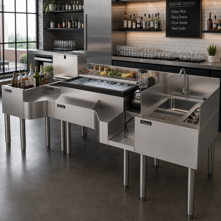 Product image #2 for Perlick Tobin Ellis Signature 80-Inch Pre-Configured Bartender Station with Sink, Ice Chest, and Blender Platform