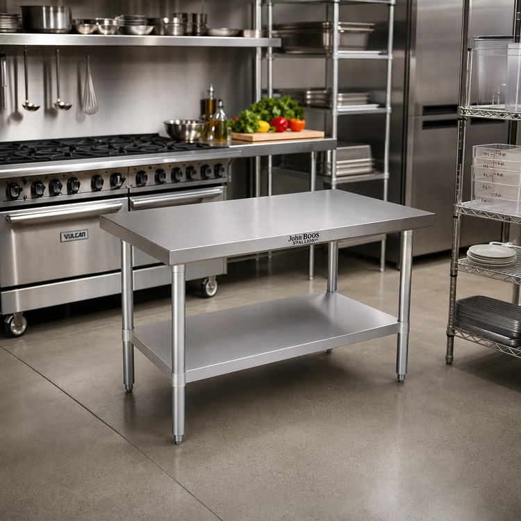 Product image #2 for John Boos Stallion Budget Stainless Steel Work Table, 30 x 24 Inches, Flat Top with Adjustable Undershelf