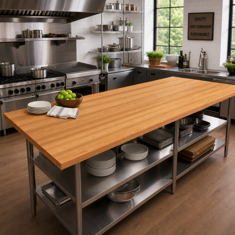 Product image #2 for John Boos Appalachian Red Oak Island Countertop, 108 x 38 x 1-1/2 Inch, Edge Grain, Oil Finish