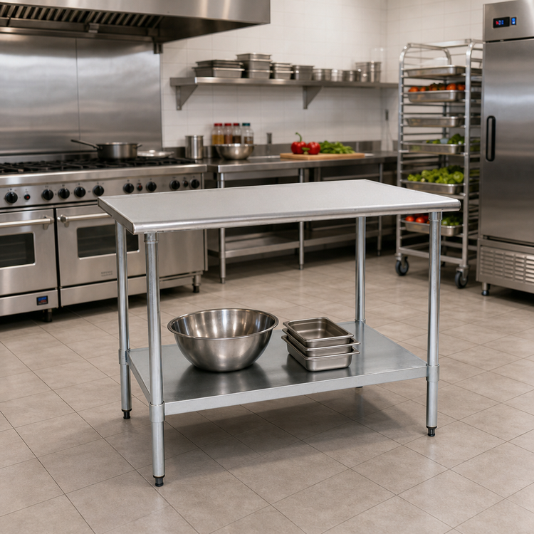 Product image #2 for Eagle Group BlendPort Budget Series 30 x 24 Inch 430 Stainless Steel Work Table with Adjustable Undershelf
