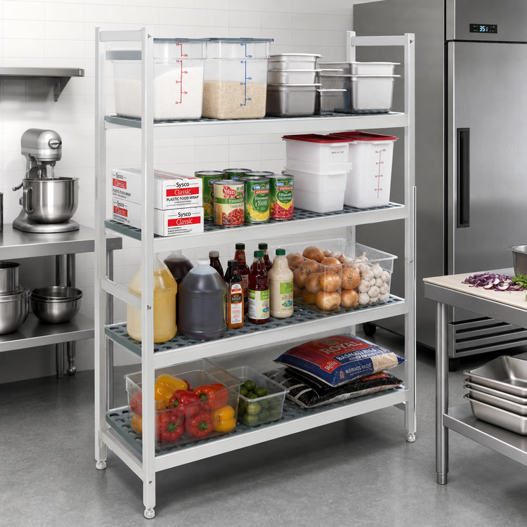 Product image #2 for Fermostock 4-Tier Starter Perforated Polymer Shelving Unit, 35"W x 14"D x 71"H