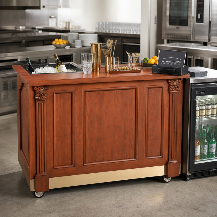 Product image #3 for Architectural Series Mahogany Wood Portable Bar with 60 lb Ice Bin and Underbar Server