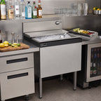 Thumbnail image #2 for Perlick Corporation Top Shelf TS48IC 48-Inch Modular Underbar Ice Bin/Cocktail Unit, Non-Cold Plate, Stainless Steel, 6-Inch Backsplash