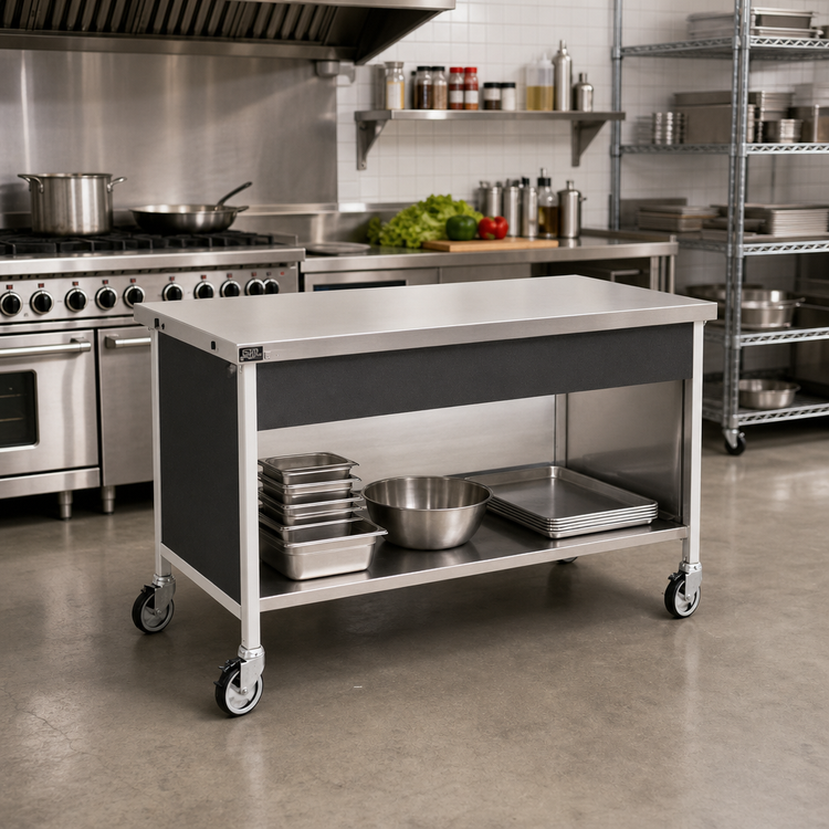 Product image #2 for Atlas Metal CAFT-2 36-1/4-Inch Wide Mobile Utility Solid Top Serving Counter with Stainless Steel Top and Undershelf