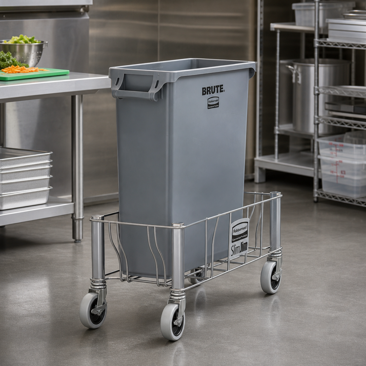 Product image #3 for Slim Jim Single Stainless Steel Trash Can Dolly for 16- and 23-Gallon Containers