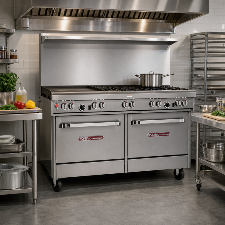 Product image #2 for Southbend Ultimate 60-Inch Gas Restaurant Range with 4 Open Burners, 36-Inch Griddle, Standard Oven and Convection Oven