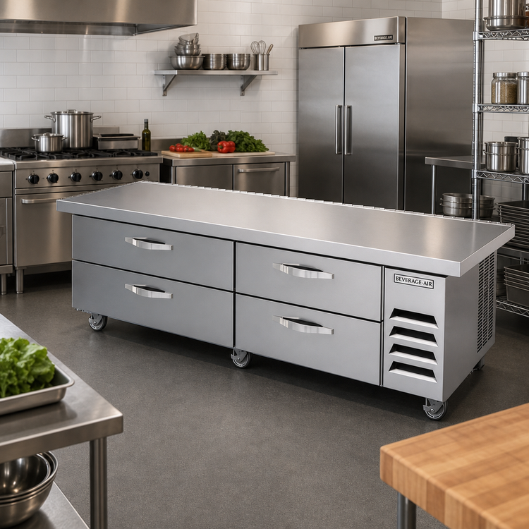 Product image #2 for Beverage-Air Chef Base Freezer with Extended Top, 4 Drawers, 89-Inch Wide