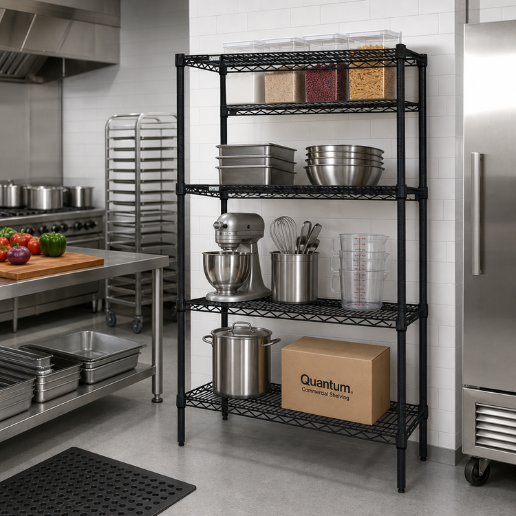 Product image #2 for Quantum 54-Inch W x 18-Inch D x 63-Inch H 4-Shelf Wire Shelving Starter Kit, Black Epoxy