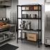 Thumbnail image #2 for Quantum 54-Inch W x 18-Inch D x 63-Inch H 4-Shelf Wire Shelving Starter Kit, Black Epoxy