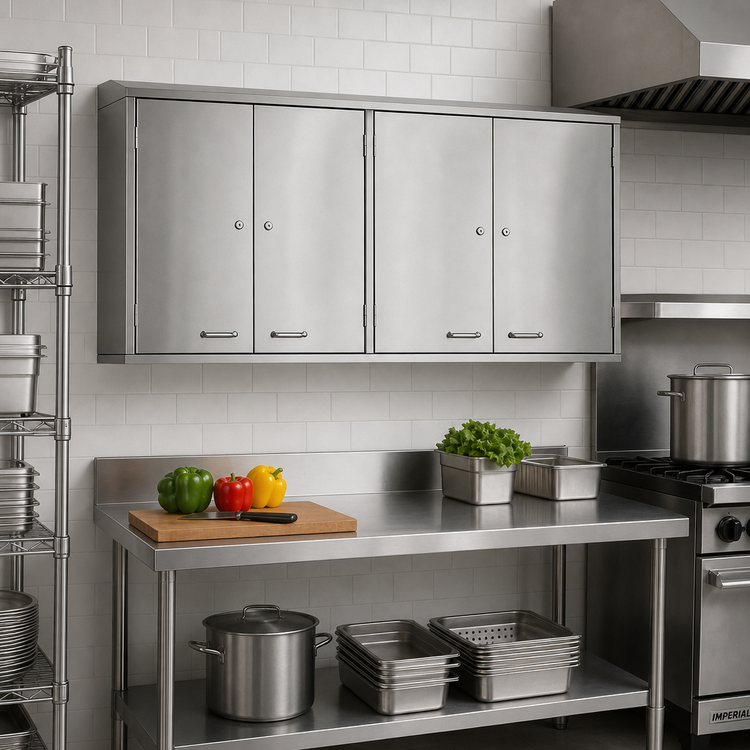 Product image #2 for Glastender WCH60 60-Inch Wall-Mounted Stainless Steel Wall Cabinet with 4 Hinged Doors