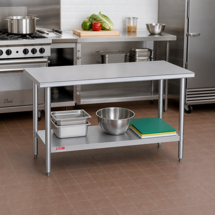 Product image #2 for Duke Manufacturing 30 x 30 Inch 16-Gauge Stainless Steel Work Table with Galvanized Undershelf