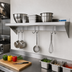 Thumbnail image #2 for BK Resources Premium Wall-Mount Stainless Steel Overshelf with Pot Rack, 48 x 16 Inches