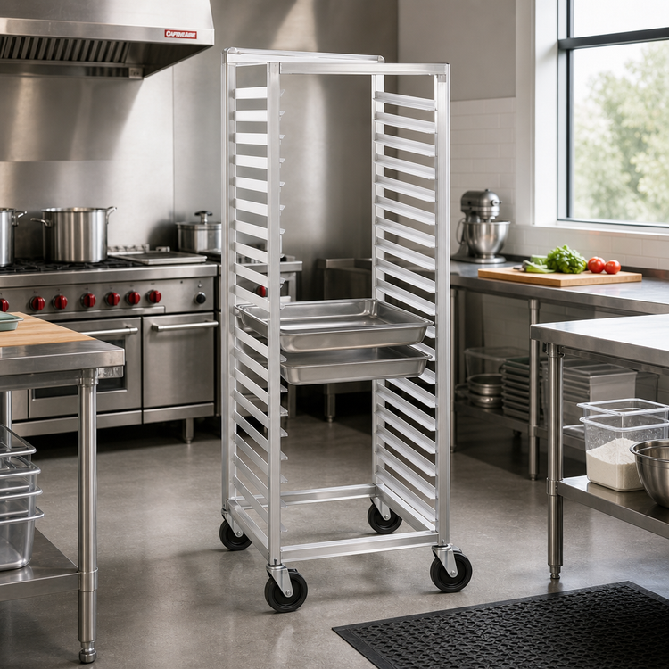Product image #2 for Channel Standard Series Aluminum 12 x 20 Steam Table Pan Rack, 64-Inch Tall, Side Load, 22-Pan Capacity