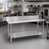 Thumbnail image #2 for Duke 72-Inch x 36-Inch 14-Gauge 300 Series Stainless Steel Work Table with 5-Inch Riser and Galvanized Undershelf