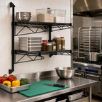 Thumbnail image #2 for Quantum WC34-CB1442BK Wall-Mount Cantilever Double-Shelf Wire Shelving Unit, 42 x 14 x 34 Inches, Black Epoxy