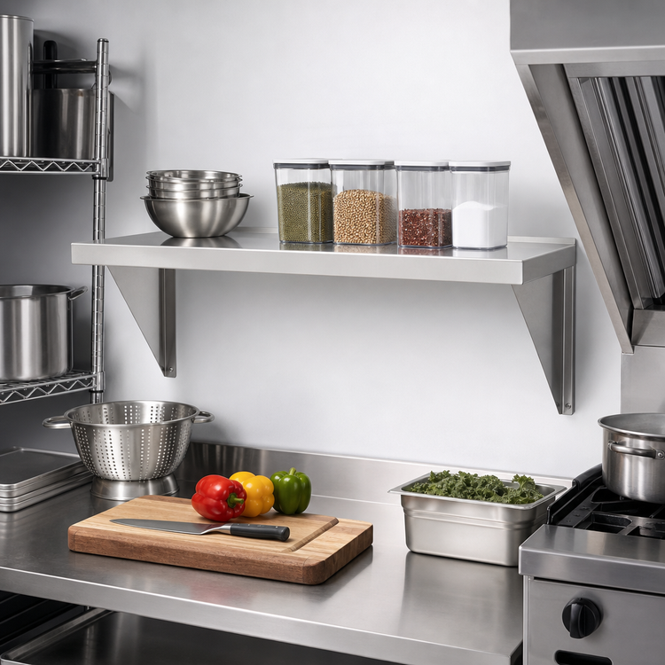 Product image #2 for Channel 48 Inch x 12 Inch 300 Series Stainless Steel Solid Knock-Down Wall Shelf