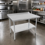 Thumbnail image #2 for John Boos Stallion UFBLG7224 Stainless Steel Work Table, 72 x 24 Inches, 18 Gauge Type 430 Top, Galvanized Open Base, Adjustable Undershelf