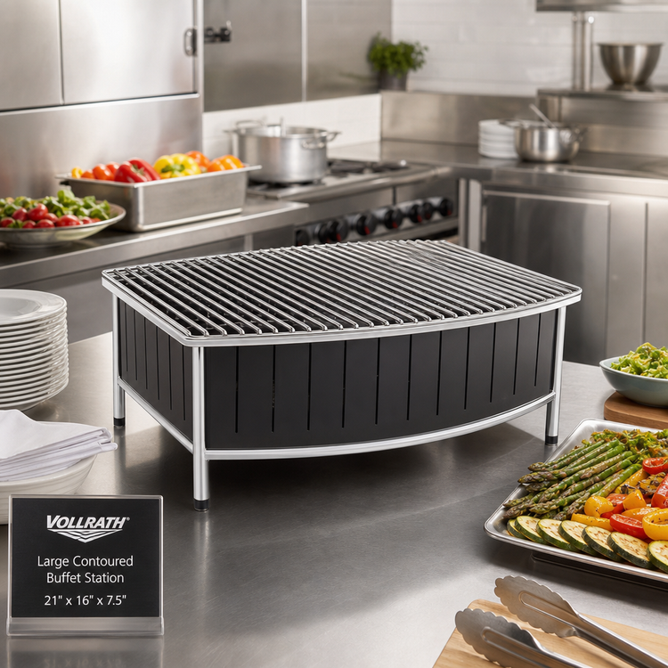 Product image #2 for Vollrath Large Contoured Buffet Station with Wire Grill, Black, 21 x 16 x 7.5 Inches