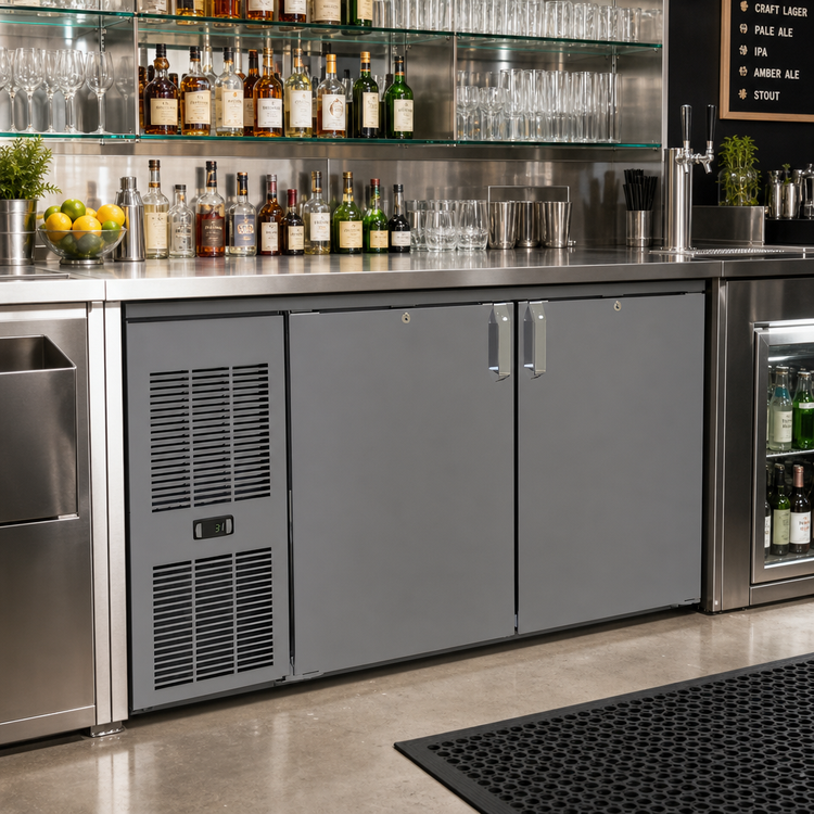 Product image #2 for Glastender C1FL52 Low Profile Two-Section Front-Serviced Back Bar Cooler, 52 Inch Wide, Self-Contained Refrigeration