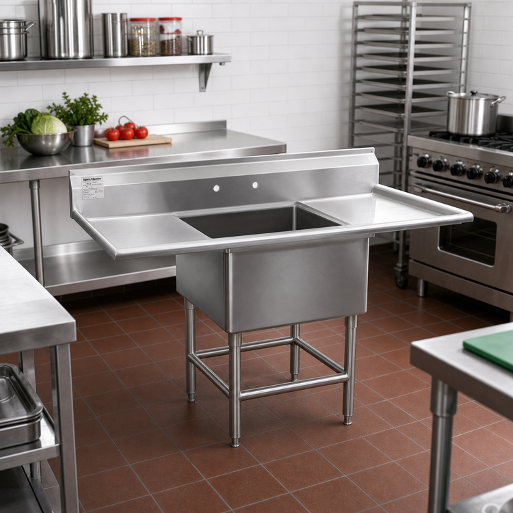 Product image #2 for Spec-Master 1-Compartment Commercial Stainless Steel Sink with Left & Right 36-Inch Drainboards