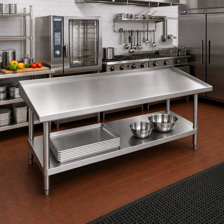 Product image #2 for Advance Tabco 60-Inch x 30-Inch Stainless Steel Equipment Stand with Adjustable Undershelf