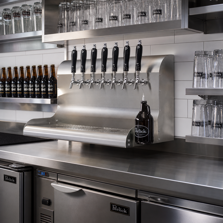 Product image #2 for Perlick 4076BK7 7-Faucet Modular Wall-Mount Glycol-Cooled Draft Beer Dispensing Tower, Rear Lead-Out