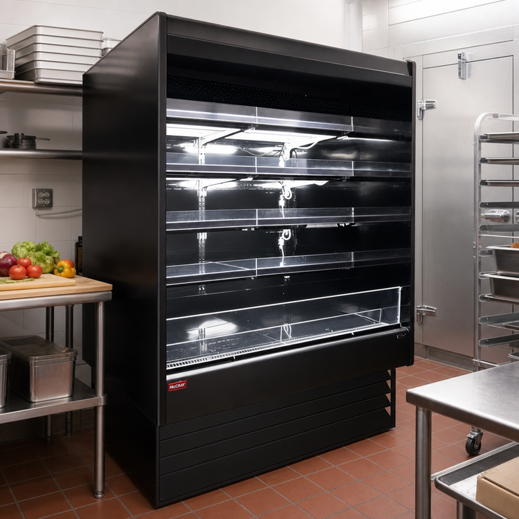 Product image #2 for Howard-McCray 35E Series 51 Inch Wide Multi-Purpose Open Merchandiser Cooler, Self-Contained, 4-Tier Shelving