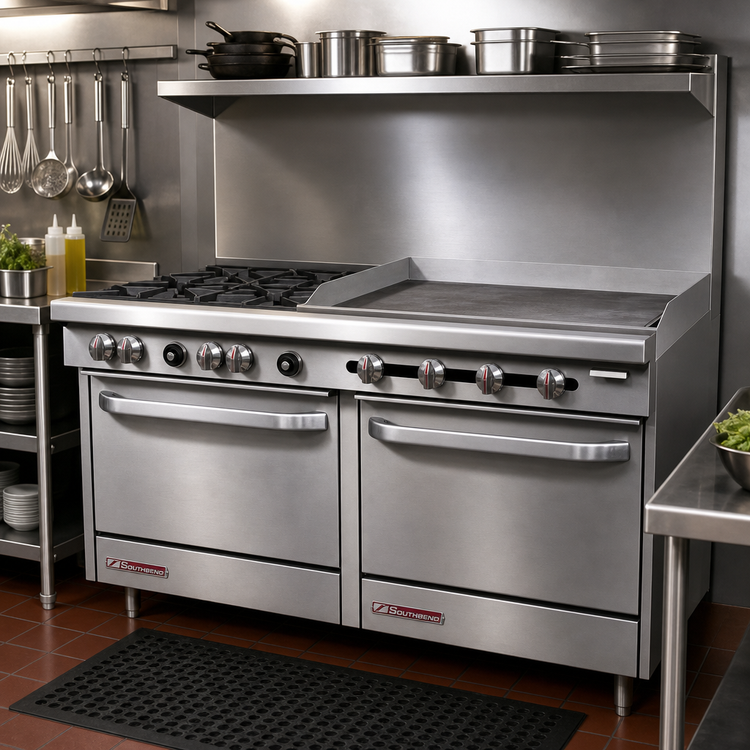 Product image #2 for Southbend S-Series 60-Inch Gas Restaurant Range with 6 Open Burners, 24-Inch Thermostatic Griddle, Standard Oven and Cabinet Base