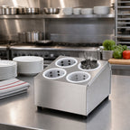 Thumbnail image #2 for Winco FC-4H 4-Hole 2-Tier Stainless Steel Flatware Cylinder Holder Case of 4