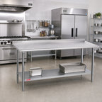 Thumbnail image #2 for Duke Manufacturing 316S-24144-2R Stainless Steel Work Table, 144 x 24 Inches, 16-Gauge 300-Series Top, 1-1/8-Inch Riser, Undershelf