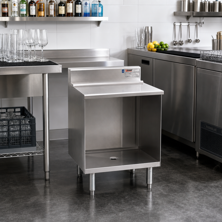 Product image #2 for Eagle 2200 Series 12-Inch Open Top Underbar Glass Rack Storage Unit with Open Cabinet Base