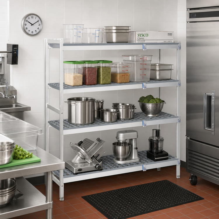 Product image #2 for Fermostock 4-Tier Corner Expansion Polymer Shelving Kit, 71 in. H x 59 in. W x 14 in. D