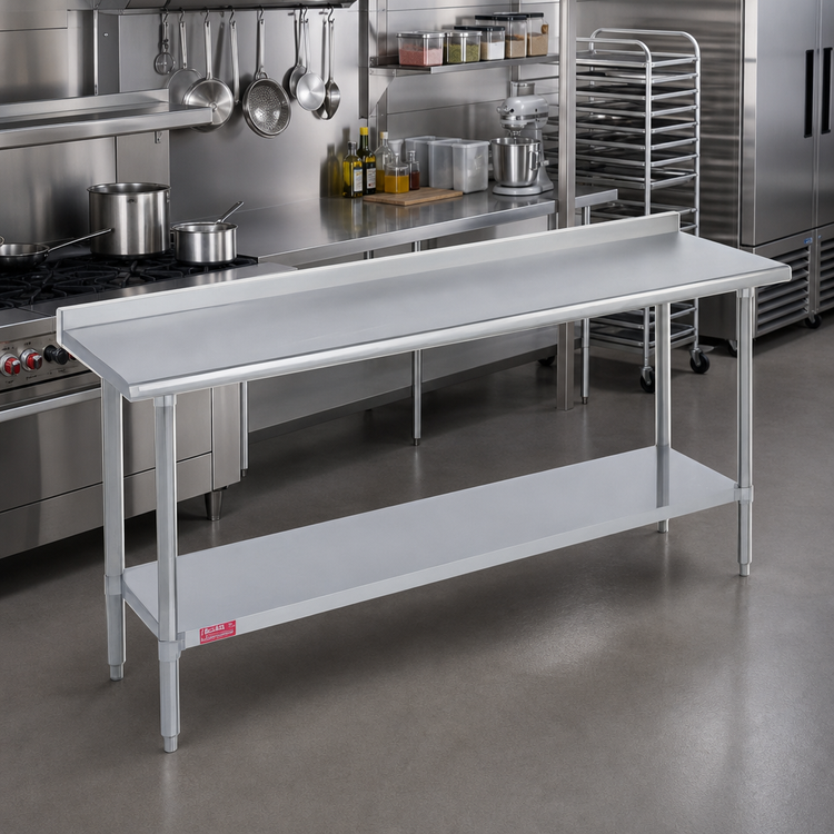 Product image #2 for Duke Stainless Steel Work Table with 1-1/8" Riser and Undershelf, 120 x 36 Inches
