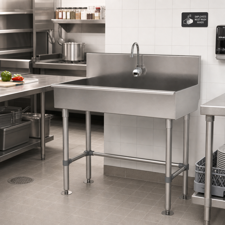 Product image #2 for Advance Tabco ADA Freestanding 40-Inch One-Station Stainless Steel Service Sink with Electronic Faucet