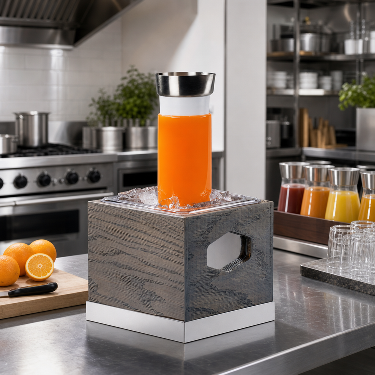 Product image #2 for Ashwood Square Oak Wood Ice Housing with Clear Polycarbonate Pan Insert and Liner
