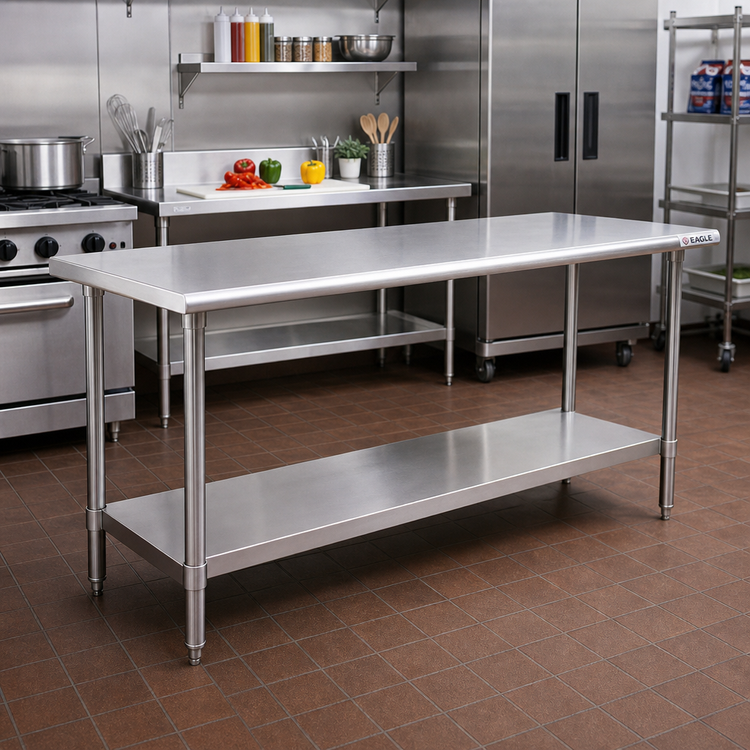 Product image #2 for Eagle Group Budget Series 108 in. x 30 in. 430 Stainless Steel Work Table with Adjustable Undershelf