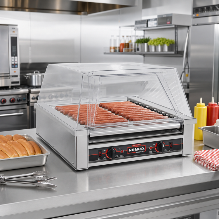 Product image #2 for Nemco Roll-A-Grill Narrow 16-Roller Hot Dog Grill, 45 Hot Dog Capacity, 230V