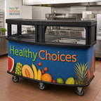 Thumbnail image #2 for Cambro CVC75W10 Open-Well Vending Cart with Safety Barrier, Blue, Holds 5 1/1 GN Pans, 75 Inches Wide