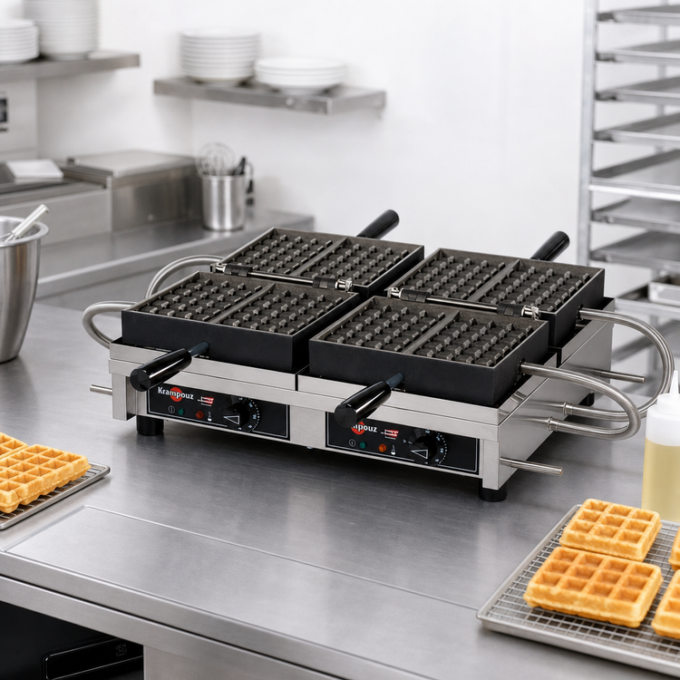 Product image #2 for Krampouz Double 180° 4 x 6 Brussels Countertop Commercial Waffle Maker