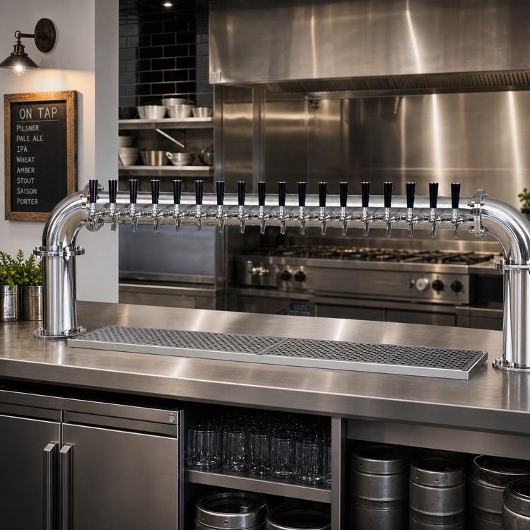 Product image #2 for Glastender Pipe Pass-Thru Countertop Draft Dispensing Tower, 16 Faucets, 2 Columns, Glycol-Cooled