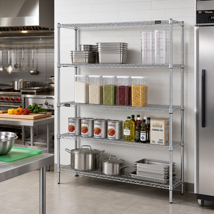 Product image #2 for EAGLEbrite Stationary 4-Tier Wire Starter Shelving Unit, 60W x 18D x 74H, Zinc Finish